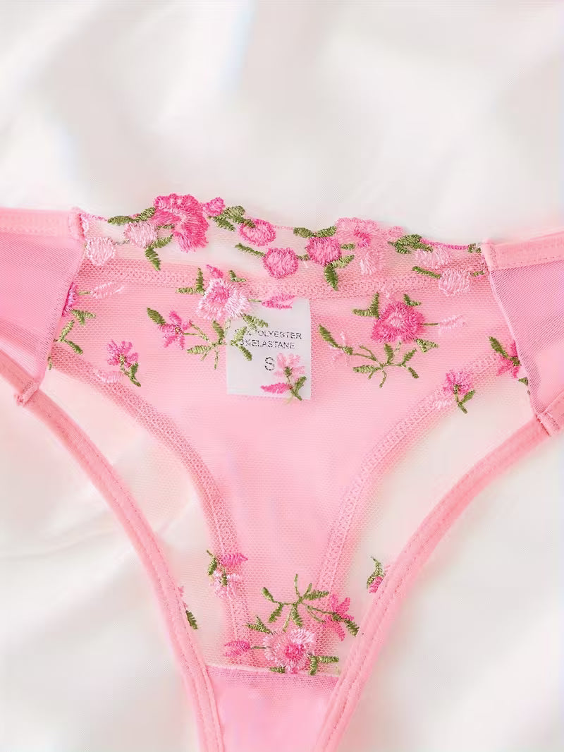 Floral Pink Lingerie Set