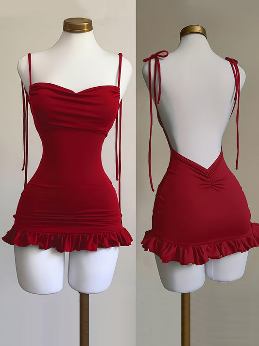 Mini Skirt Open Back Dress